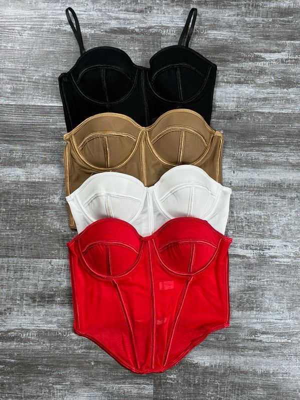 Corset de dama con encaje colores lisos