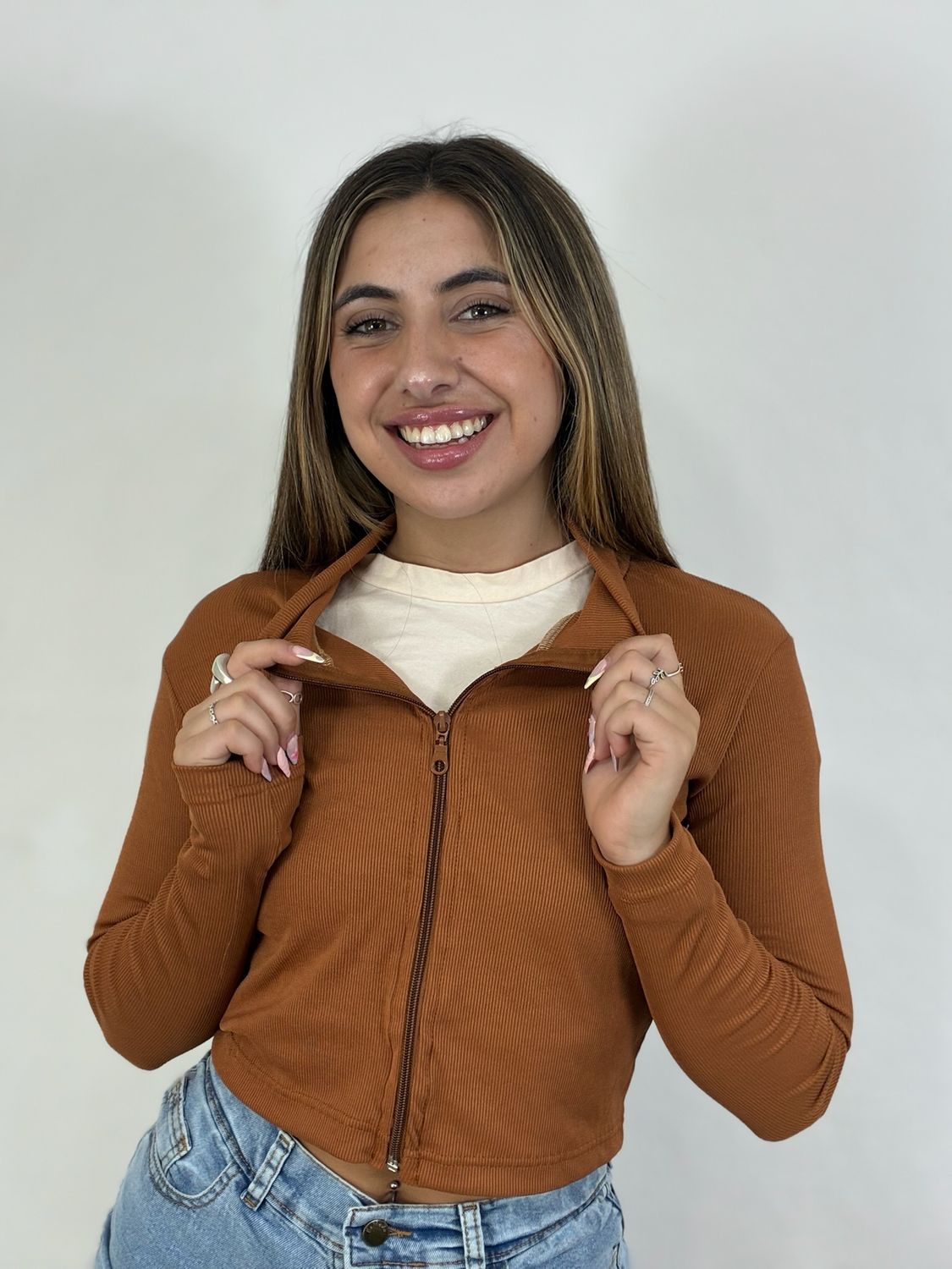 Campera morley con cierre tela Ribana Campera morley con cierre tela Ribana