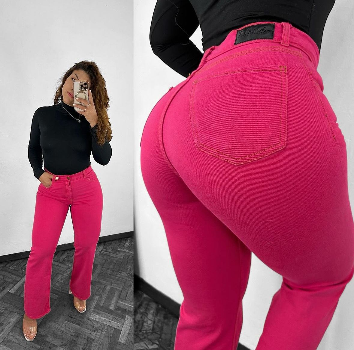 Jeans wid leg rosado