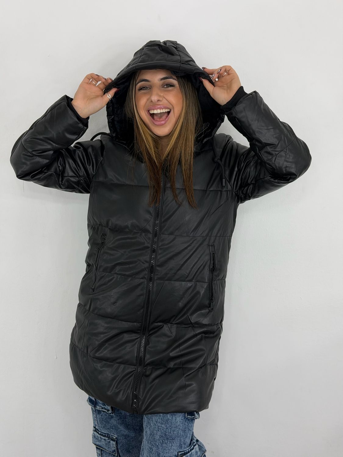 Campera puffer larga forrada