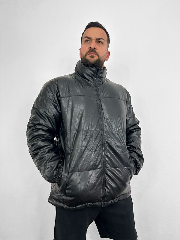 Campera Puffer de Hombre de ecocuero color negro