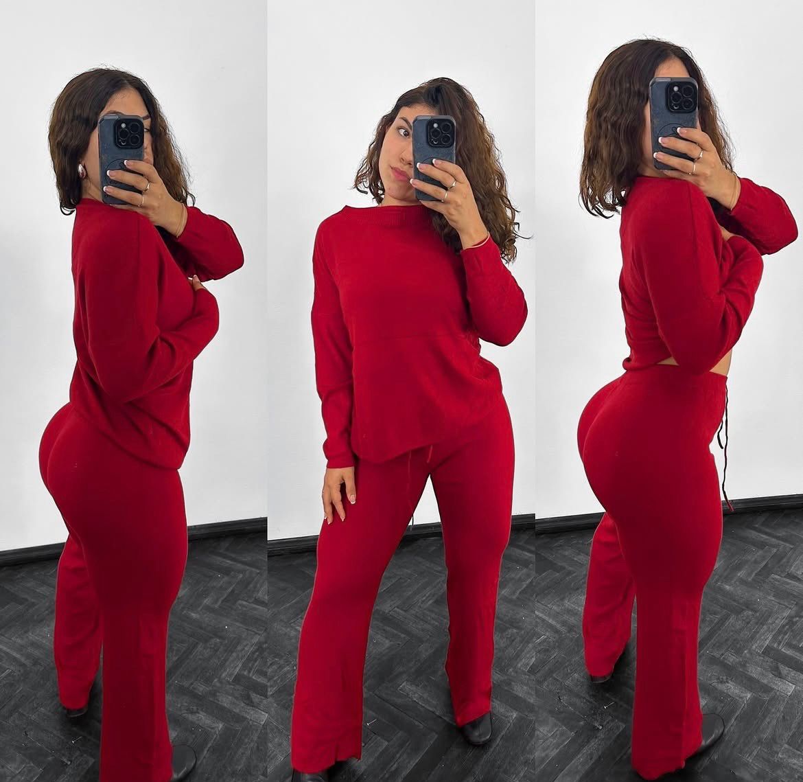 Conjunto de buzo y palazo Granate