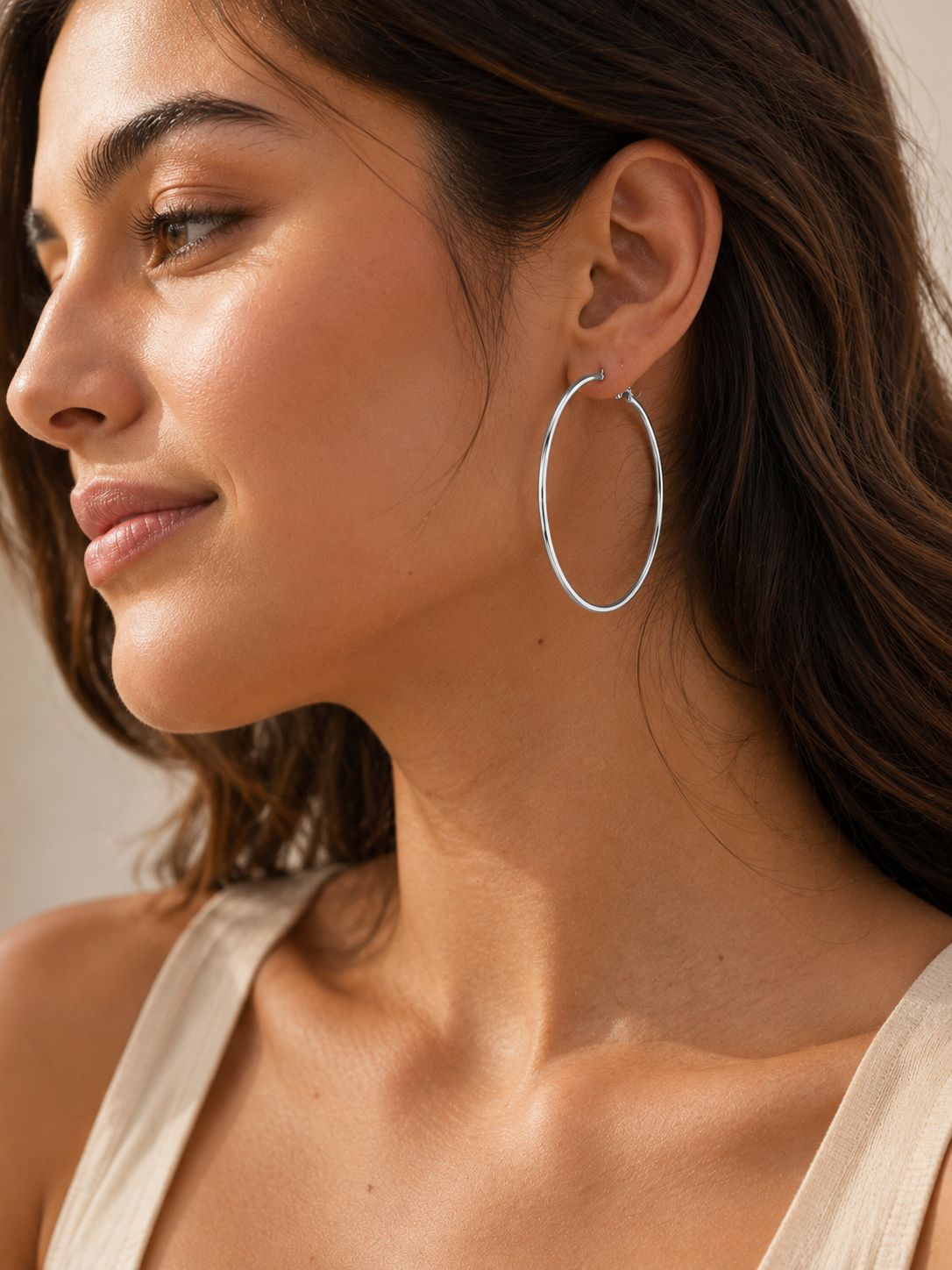 Aros Caravanas en tendencia color plateado grandes