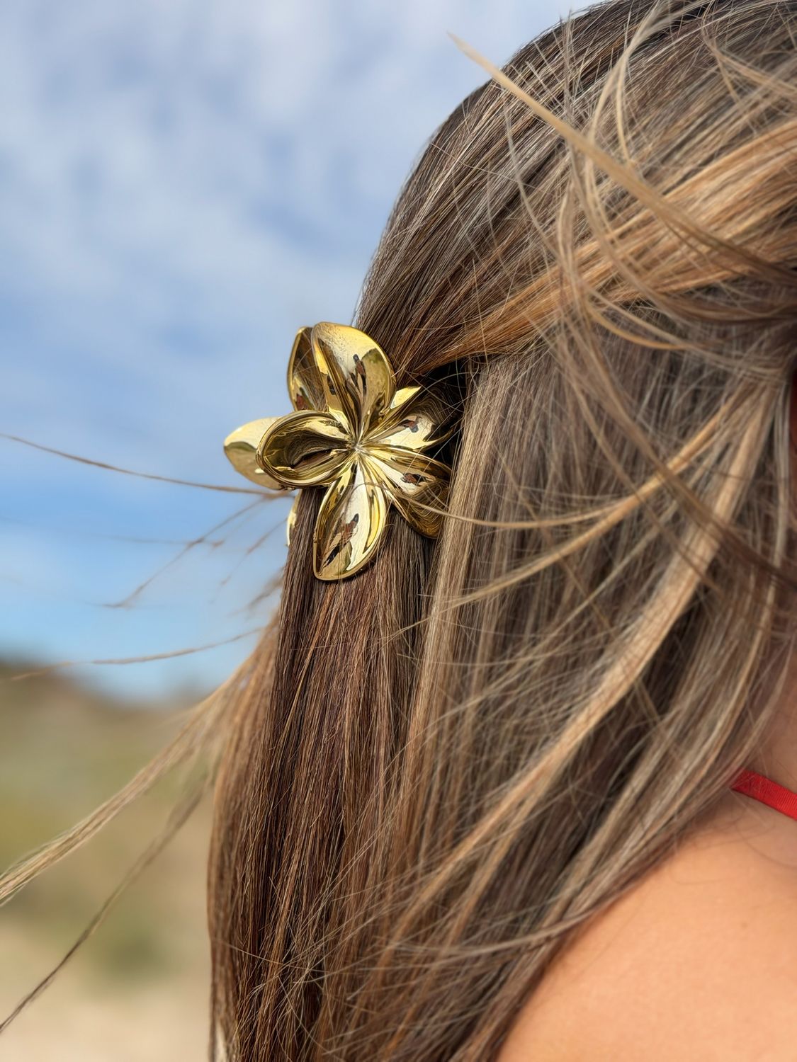 Pinza diseño de flor brillante