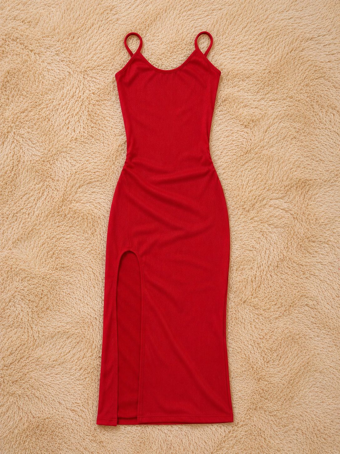 Vestido morley espalda baja  con tajo