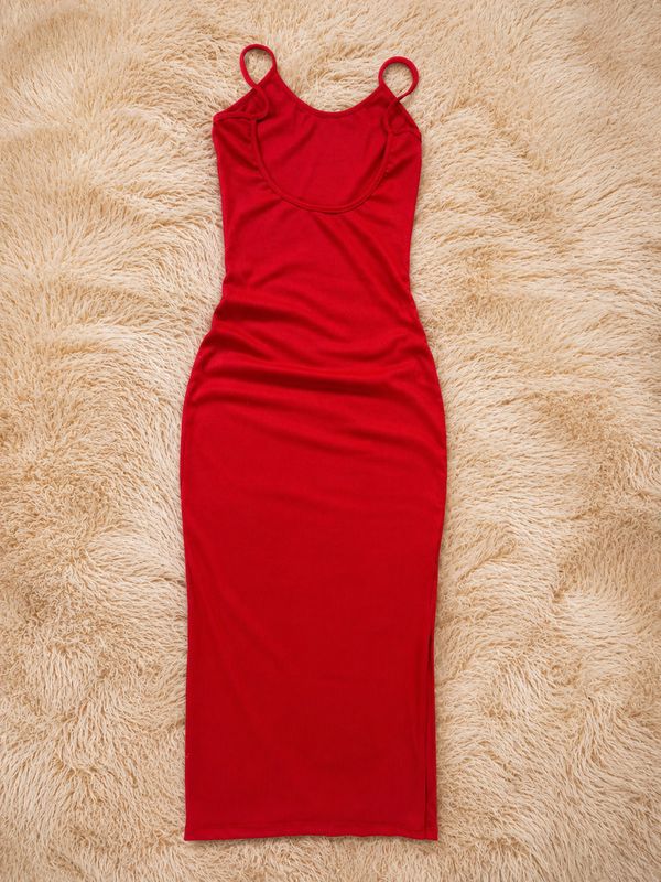 Vestido morley espalda baja con tajo