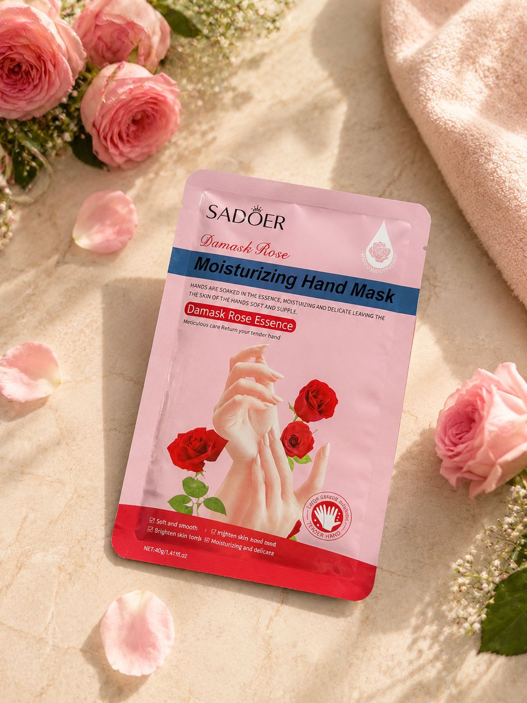 Mascarilla para las manos esencia de rosa