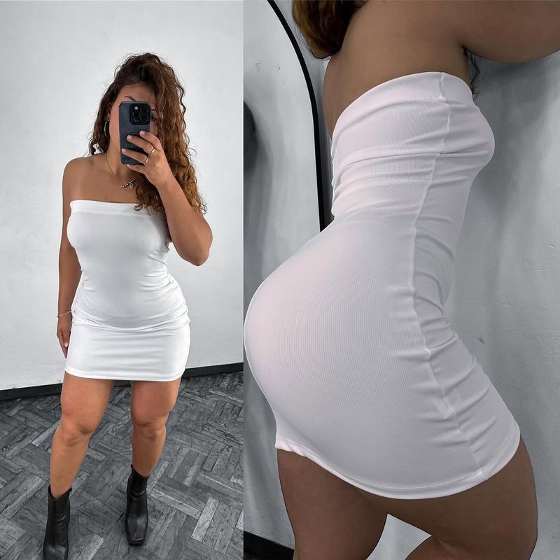 Vestido Strapless Blanco Vestido Strapless Blanco