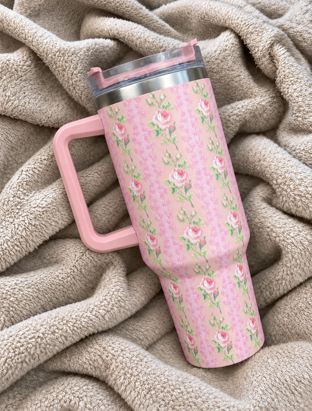 Vaso termico floreado con agarre de 1100ml