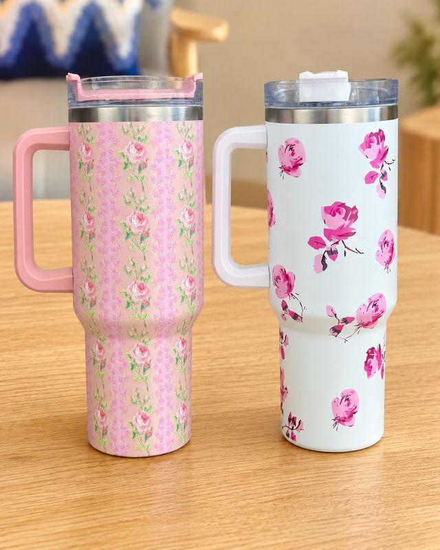 Vaso termico floreado con agarre de 1100ml