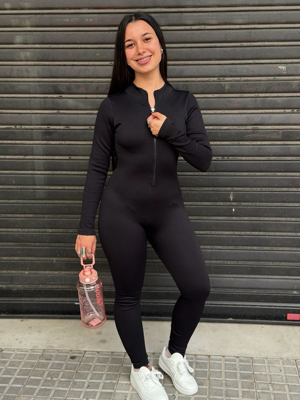Catsuit Acanalado con Cierre Frontal Nora