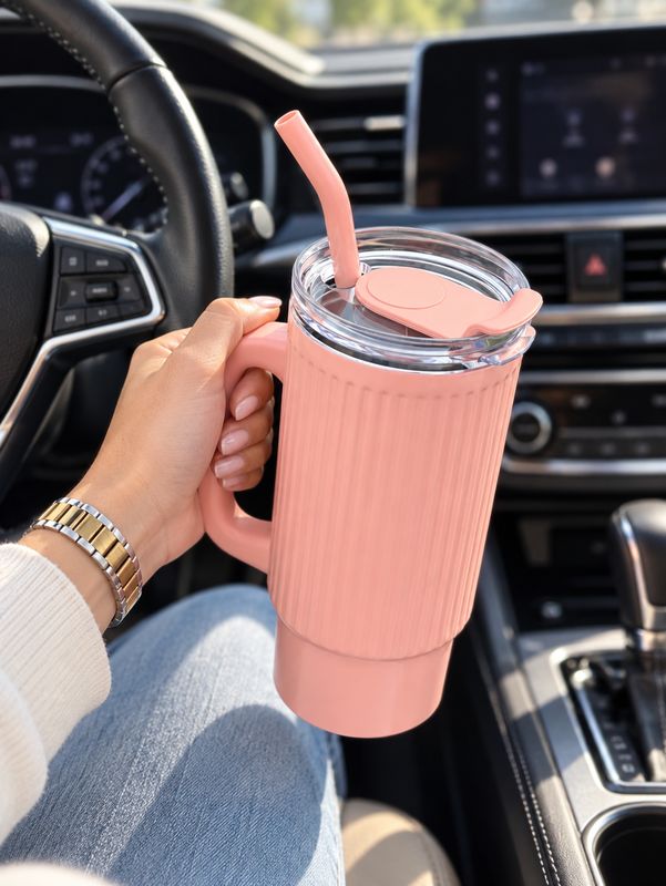 Vaso termico con agarre y sorbo de1000ml