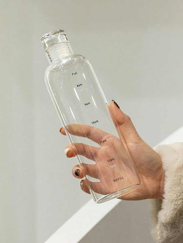 Botella de cristal con marcador de horarios 500ml