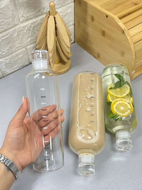 Botella de cristal con marcador de horarios 500ml Botella de cristal con marcador de horarios 500ml