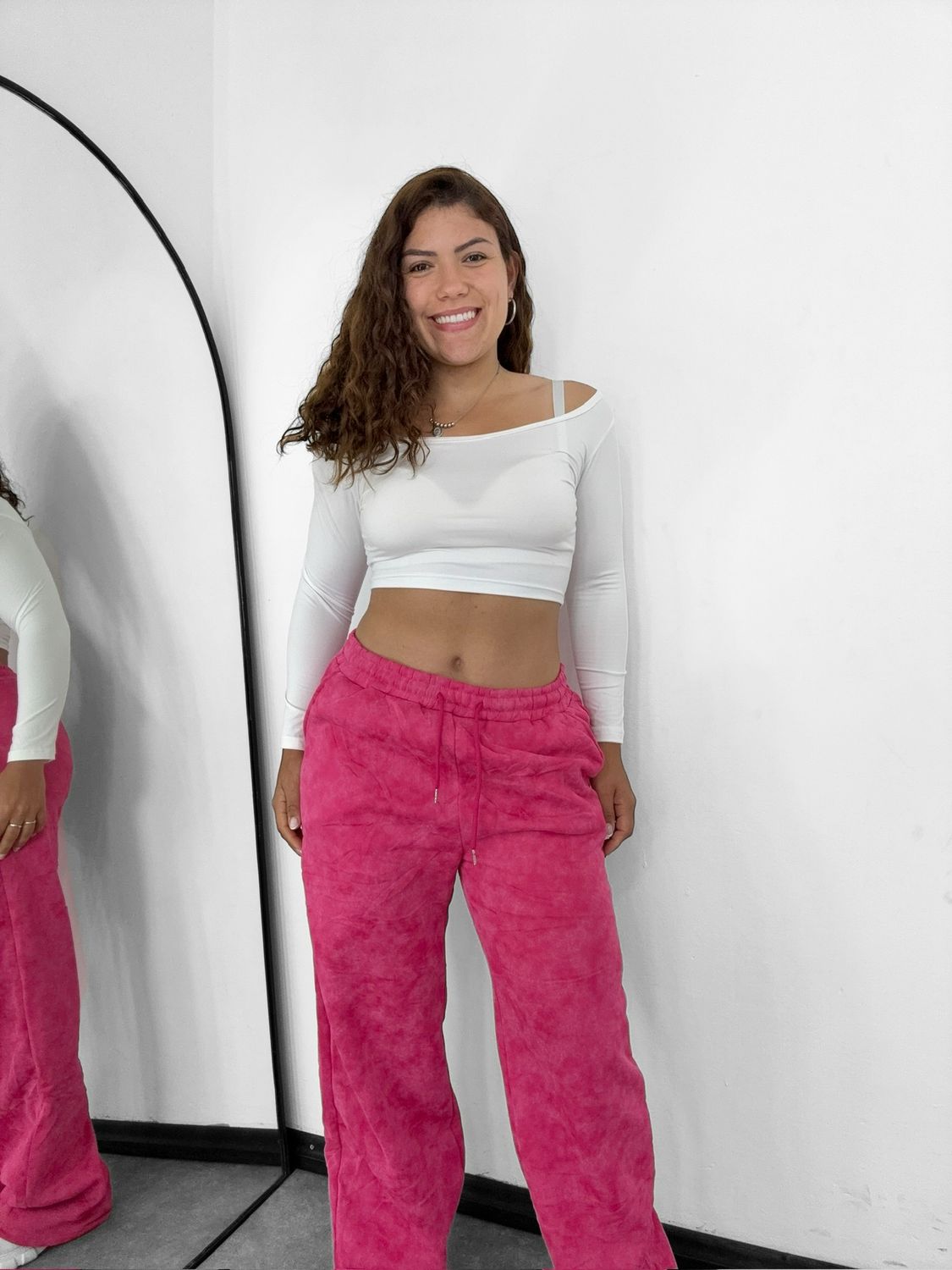 Pantalon deportivo oxford difuminado afelpado por mayor en rosa L ( Pack de 12 unidades a $385 c/u) - imagen