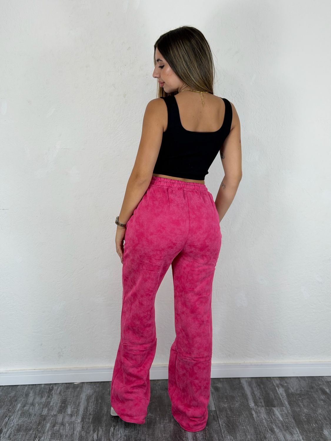 Pantalon deportivo oxford difuminado afelpado por mayor en rosa L ( Pack de 12 unidades a $385 c/u) - imagen