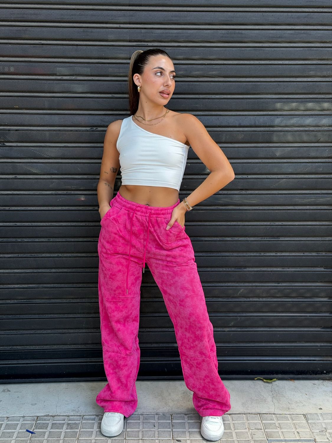 Pantalon deportivo oxford difuminado afelpado por mayor en rosa L ( Pack de 12 unidades a $385 c/u) - imagen