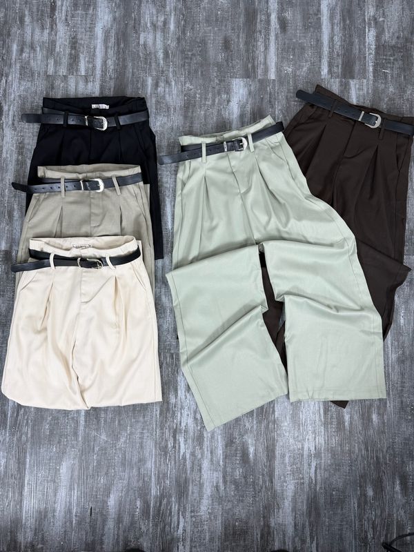 Pantalon wid leg elegante con cinto