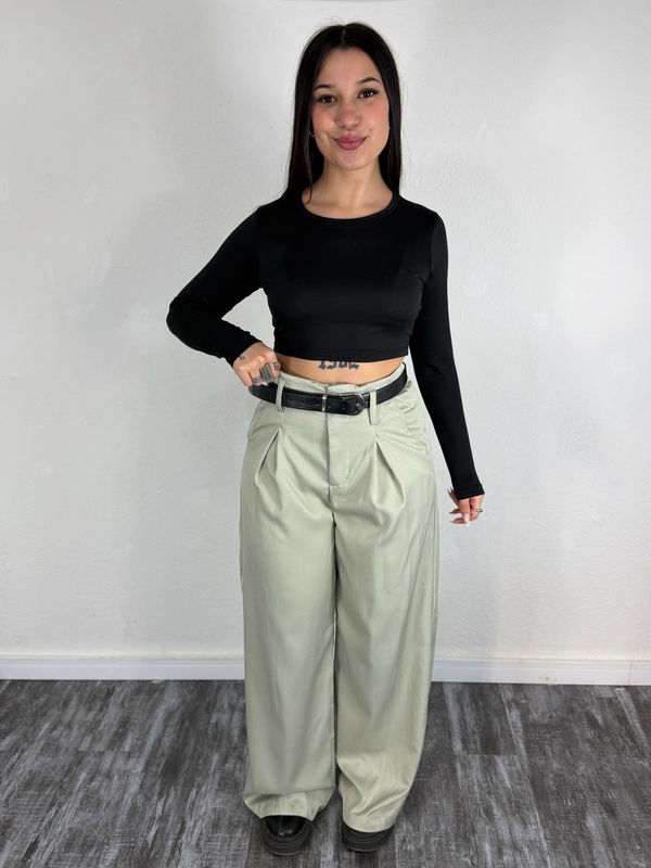 Pantalon wid leg elegante con cinto