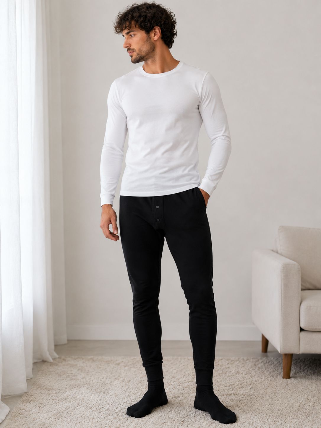 Calza termica masculina color negra por mayor ($120 c/u paquete mínimo de 12 unidades)