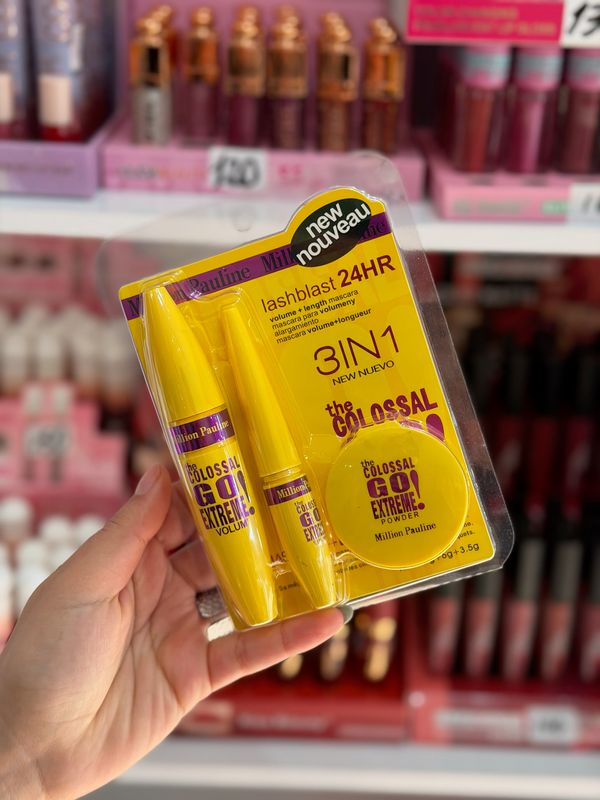 Mascara Rimel Pack 3 en1 Colosal , Delineador y Polvo