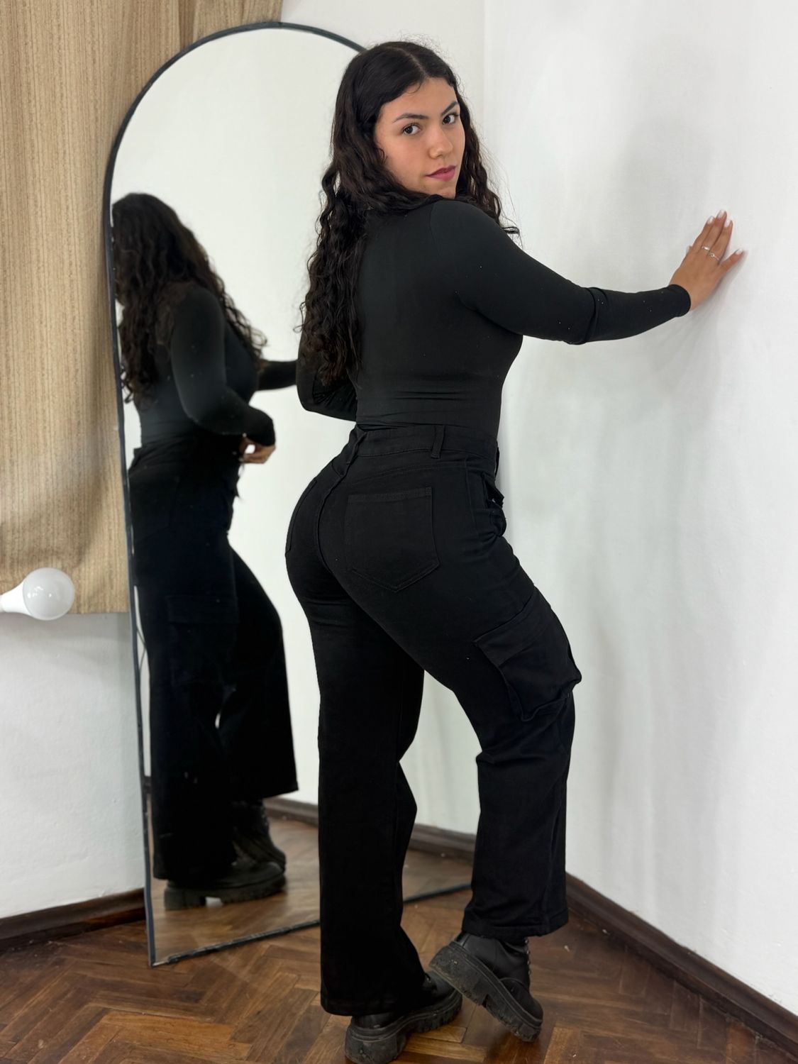 Pantalon cargo wid leg
