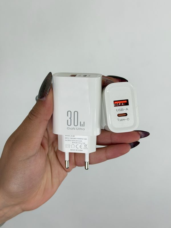 Cargador rapido de 20 w, enchufe redondo de 220 v