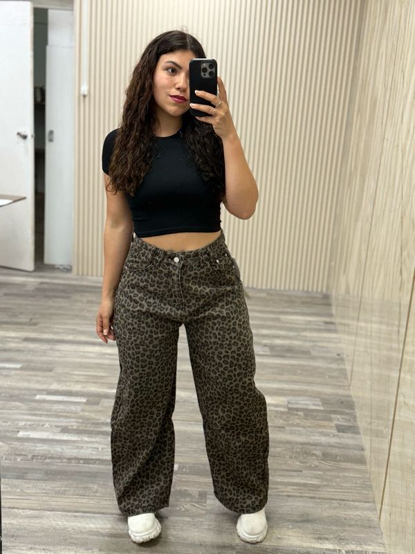 Jeans animal print forrado bagy