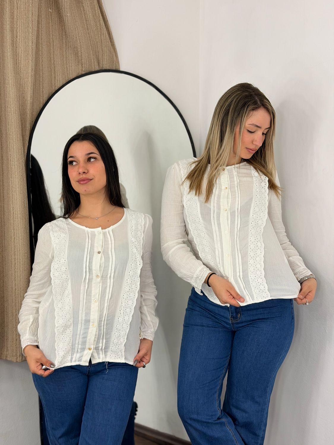 Camisa de hilo con encaje
