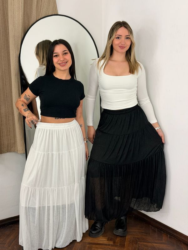 Pollera maxi con encaje