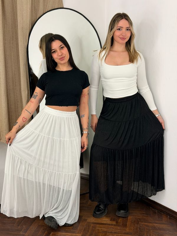 Pollera maxi con encaje