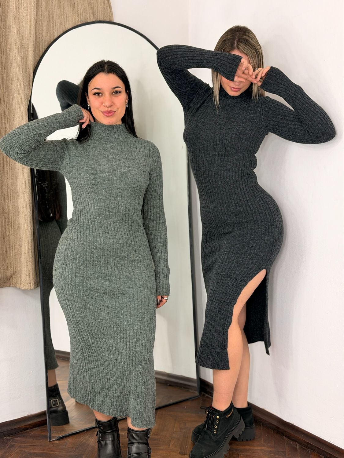 Vestido de hilo mangas largas