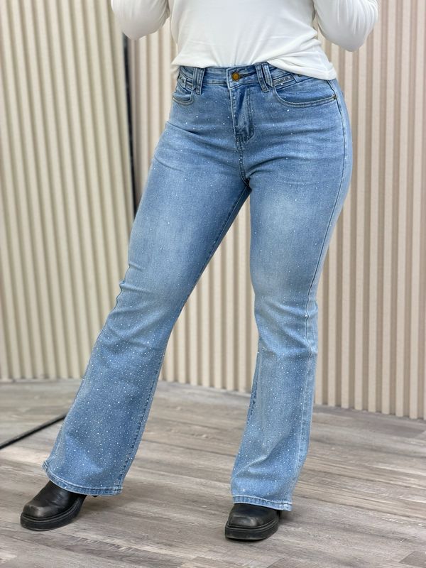 Jeans oxford elastizado con brillo