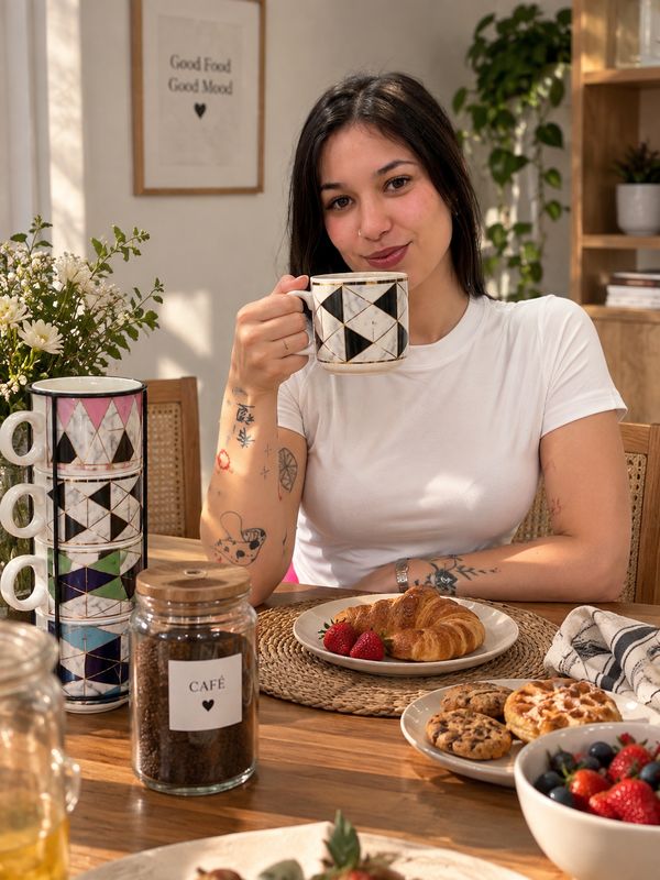 Set de 4 tazas de ceramica