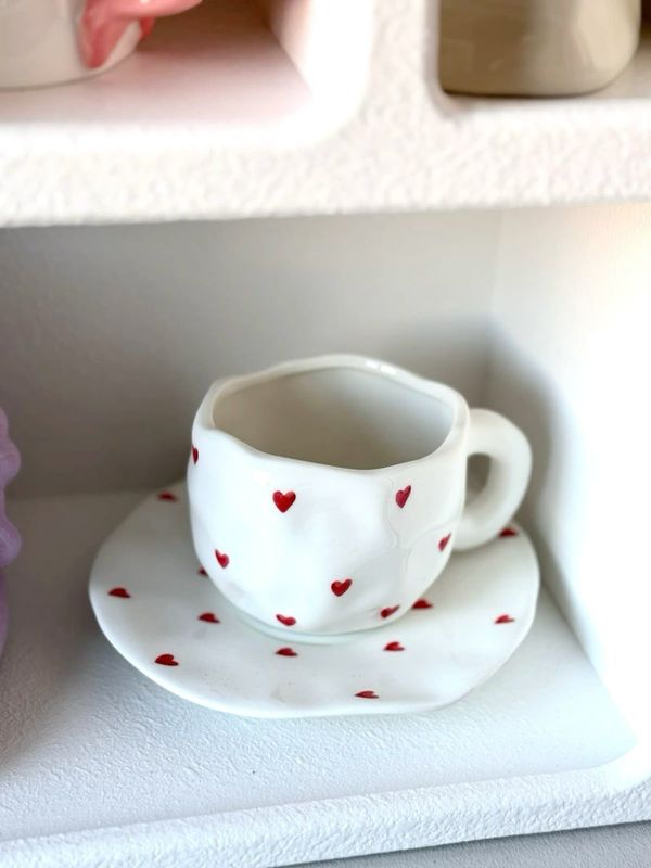 Taza de ceramica corazon mas plato