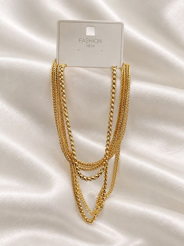 Collar dorado de multiples cadenas por mayor ($190 c/u paquete de 12unidades)