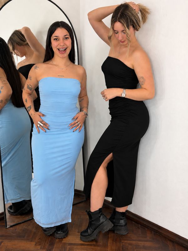 Vestido strapless estampado