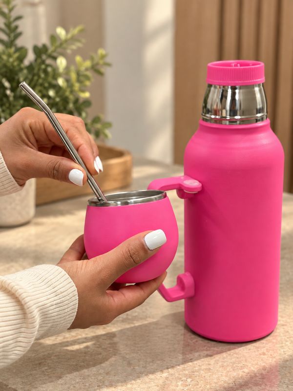 Termo de mate con bombilla