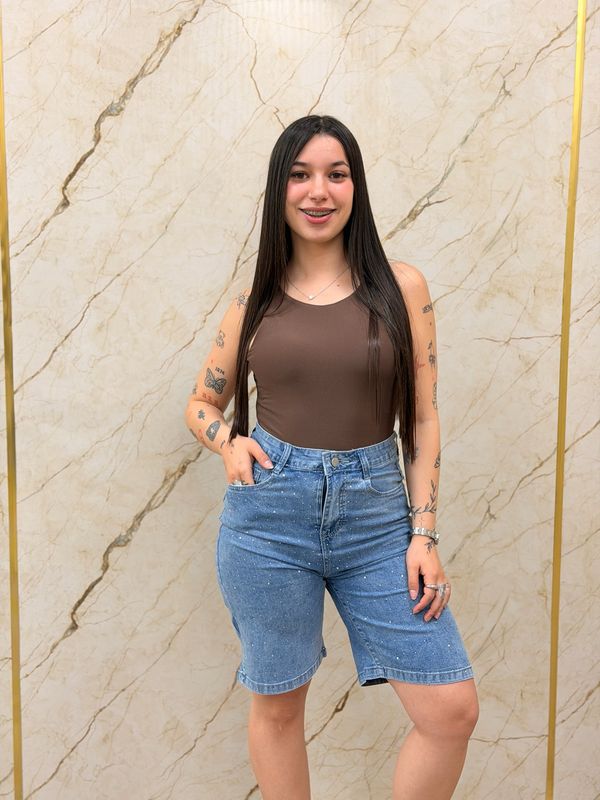 Bermuda de jeans con brillitos