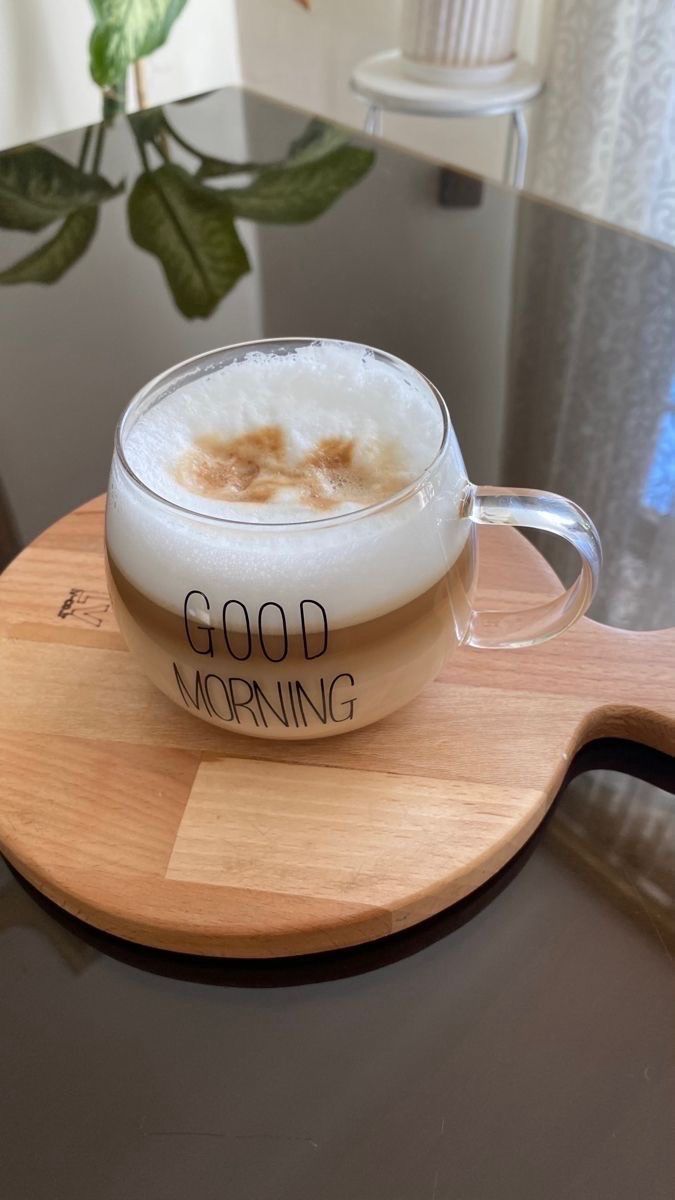 Taza de vidrio good morning