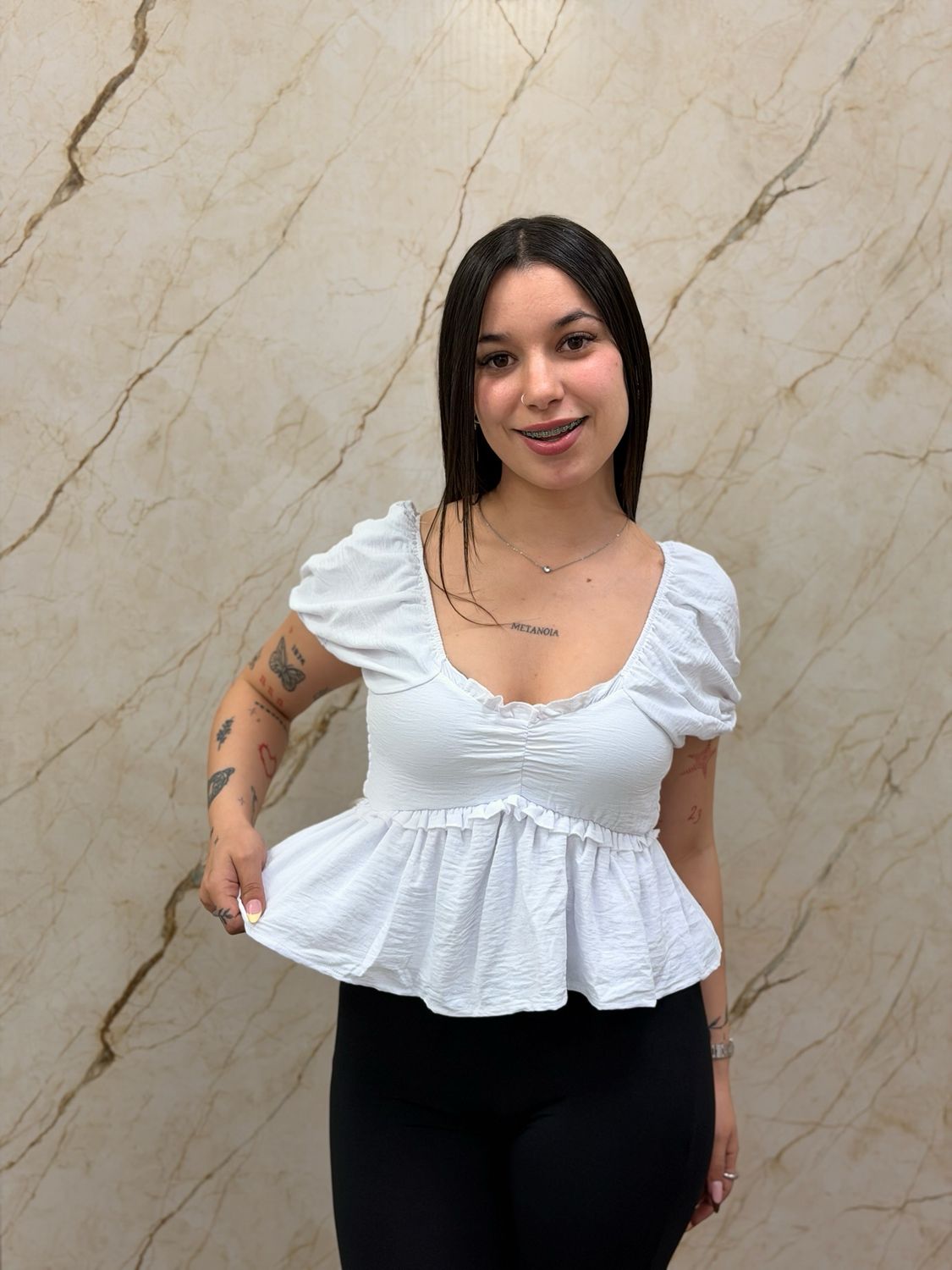 Top mangas princesa blanco con bolados