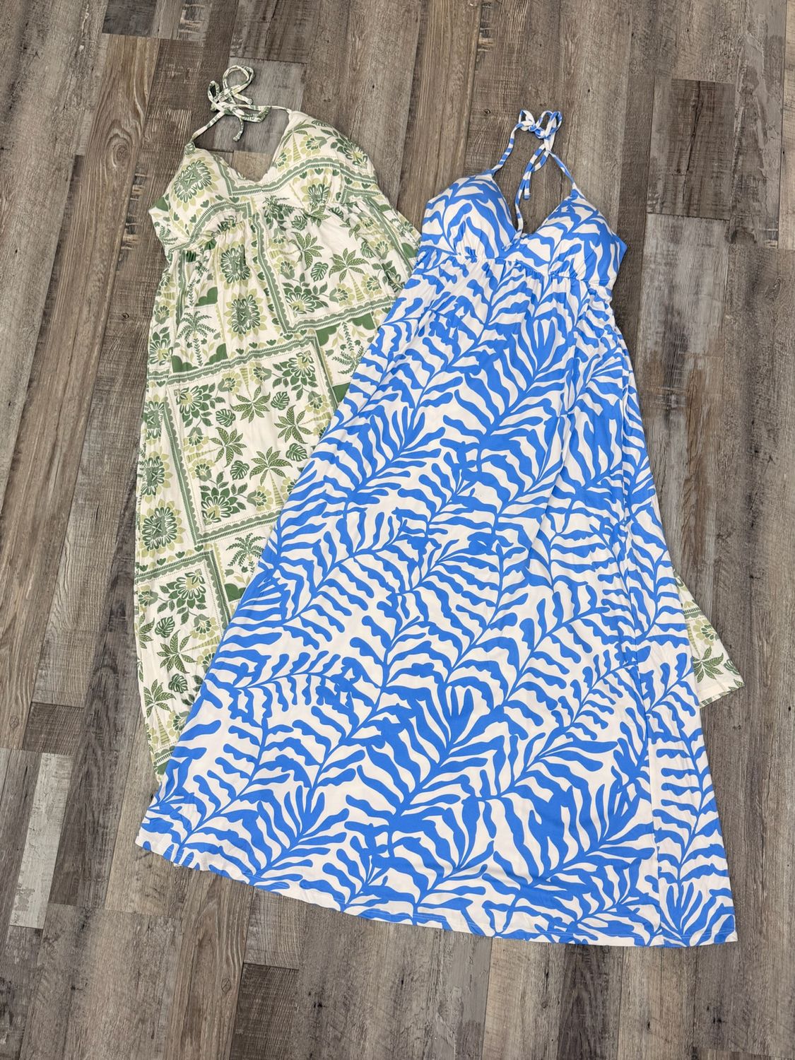 Vestido estampado bohemio con breteles por mayor ($490 c/u paquete de 12 unidades)
