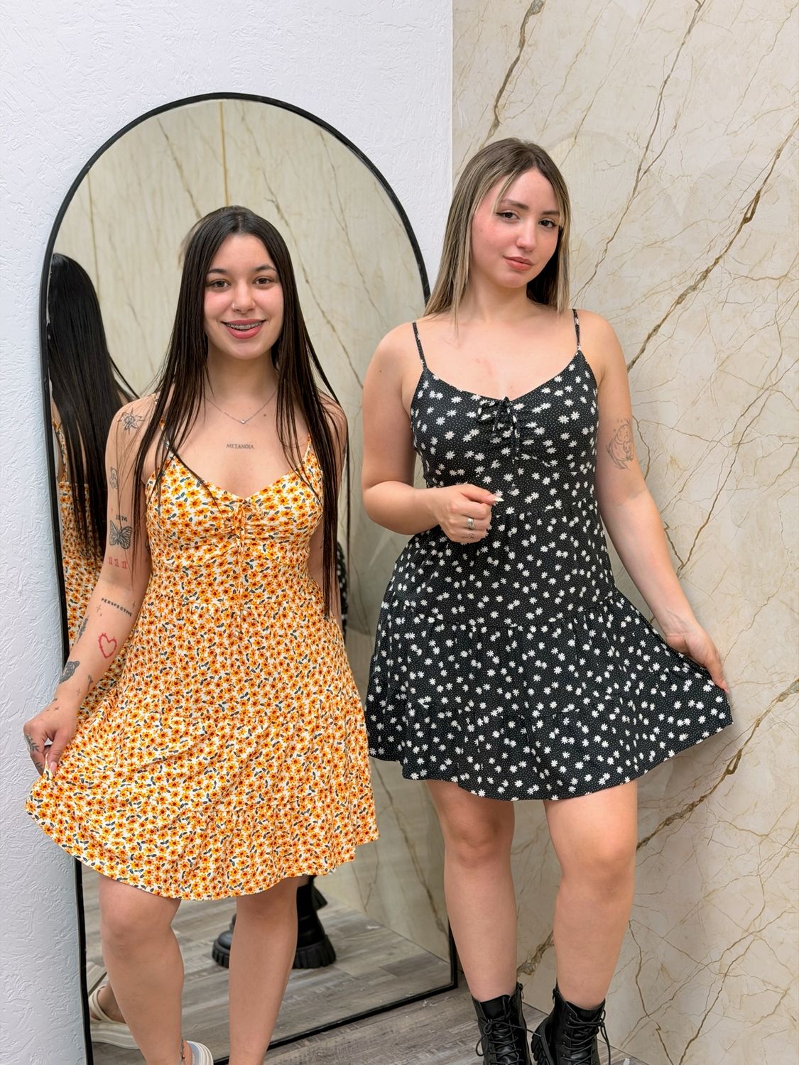 Vestido estampado con breteles