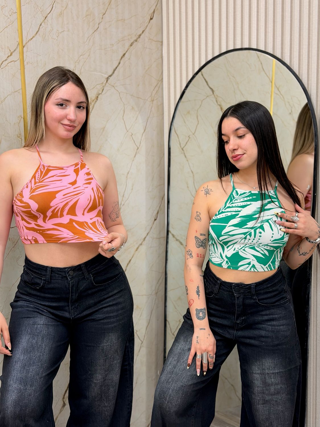 Top tropical estampado