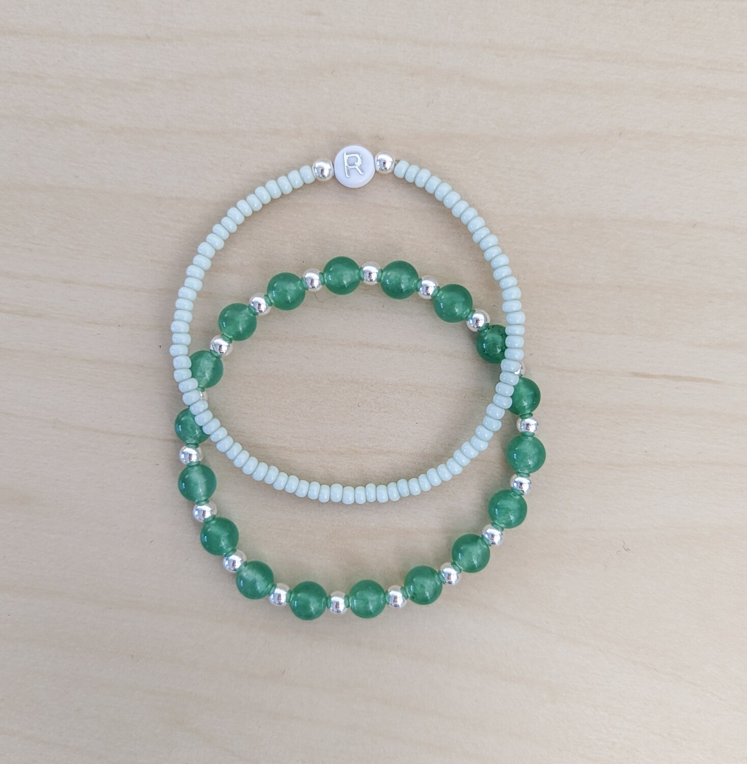 Green Jade and Sterling Silver duo