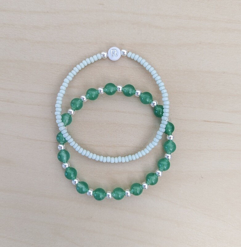 Green Jade and Sterling Silver duo