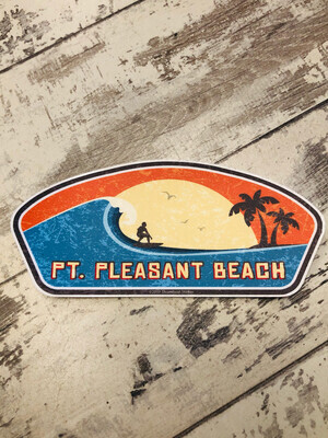 Sticker surfer on wave Point Pleasant Beach