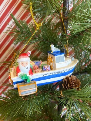 Santa Hauling Lobster Traps Ornament