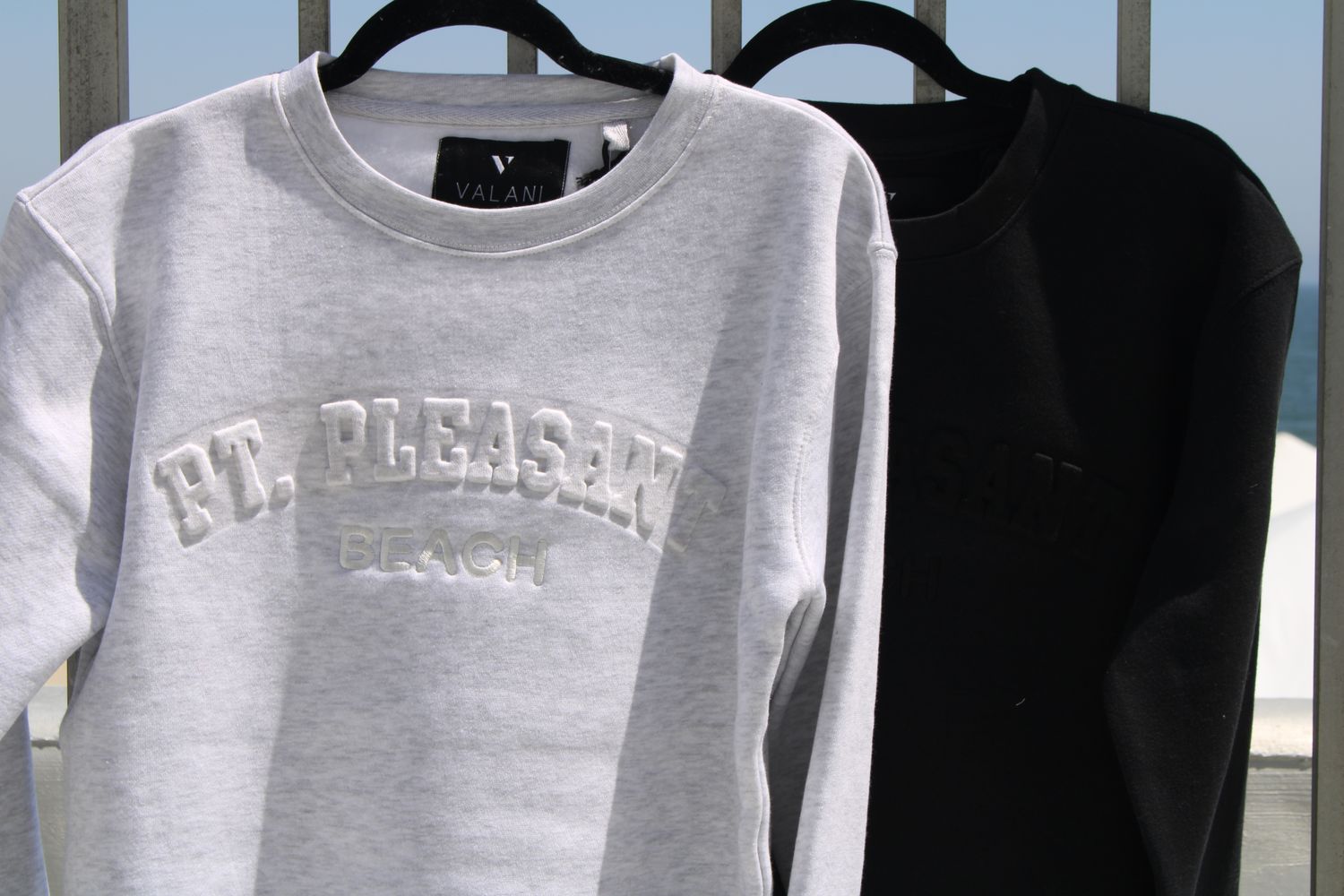 Embossed Varsity Point Pleasant Beach Adult Crew Neck