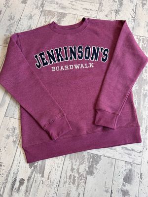 Jenkinson&#39;s Boardwalk crewneck sweatshirt with black and white writing 